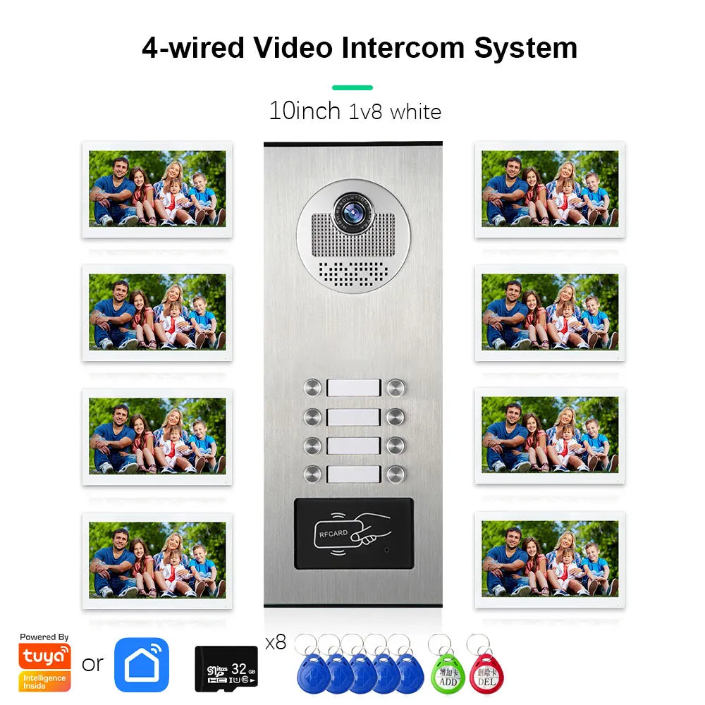 Anjielo Smart Tuya 10-inch 1080P video doorbell suitable for multi-family metal doorbell video intercom system