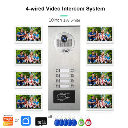 Anjielo Smart Tuya 10-inch 1080P video doorbell suitable for multi-family metal doorbell video intercom system