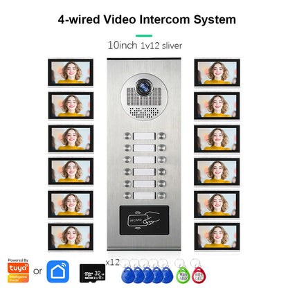 Anjielo Smart Tuya 10-inch 1080P video doorbell suitable for multi-family metal doorbell video intercom system
