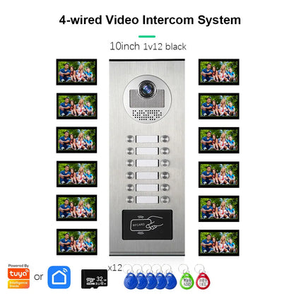 Anjielo Smart Tuya 10-inch 1080P video doorbell suitable for multi-family metal doorbell video intercom system