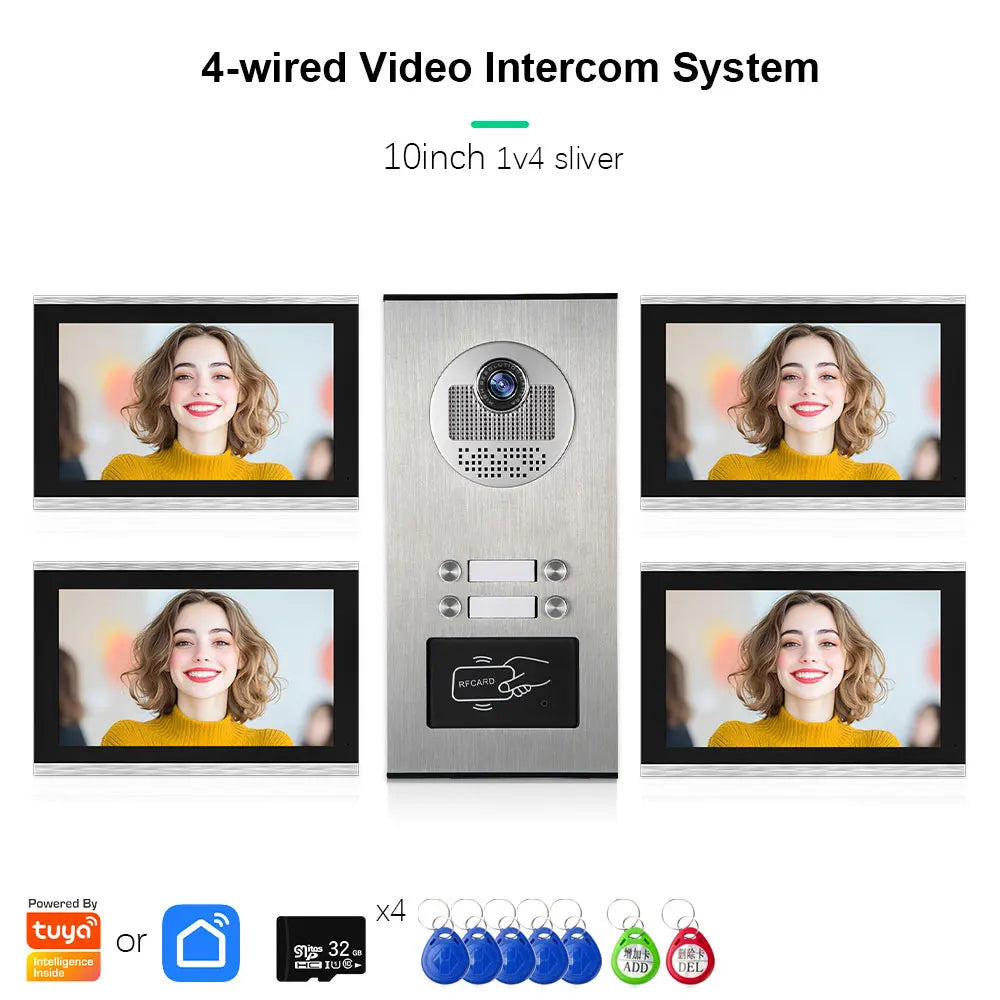 Anjielo Smart Tuya 10-inch 1080P video doorbell suitable for multi-family metal doorbell video intercom system