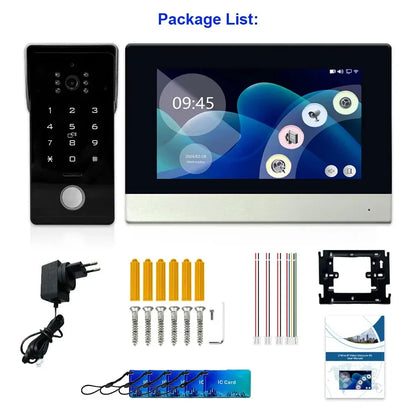 Anjielo Smart IP 2-wire Touch Screen Doorbell Video Intercom System 1080P with Password IC Card Unlock
