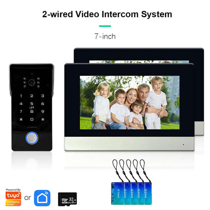 Anjielo Smart IP 2-wire Touch Screen Doorbell Video Intercom System 1080P with Password IC Card Unlock