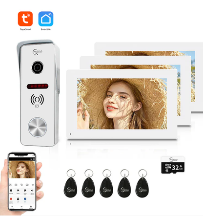 3 in 1 WiFi Smart Unlock RFID Card for Home Villa 32G Video Doorbell Office Intercom with Anti-Peep Keypad & Auto-Lock Function
