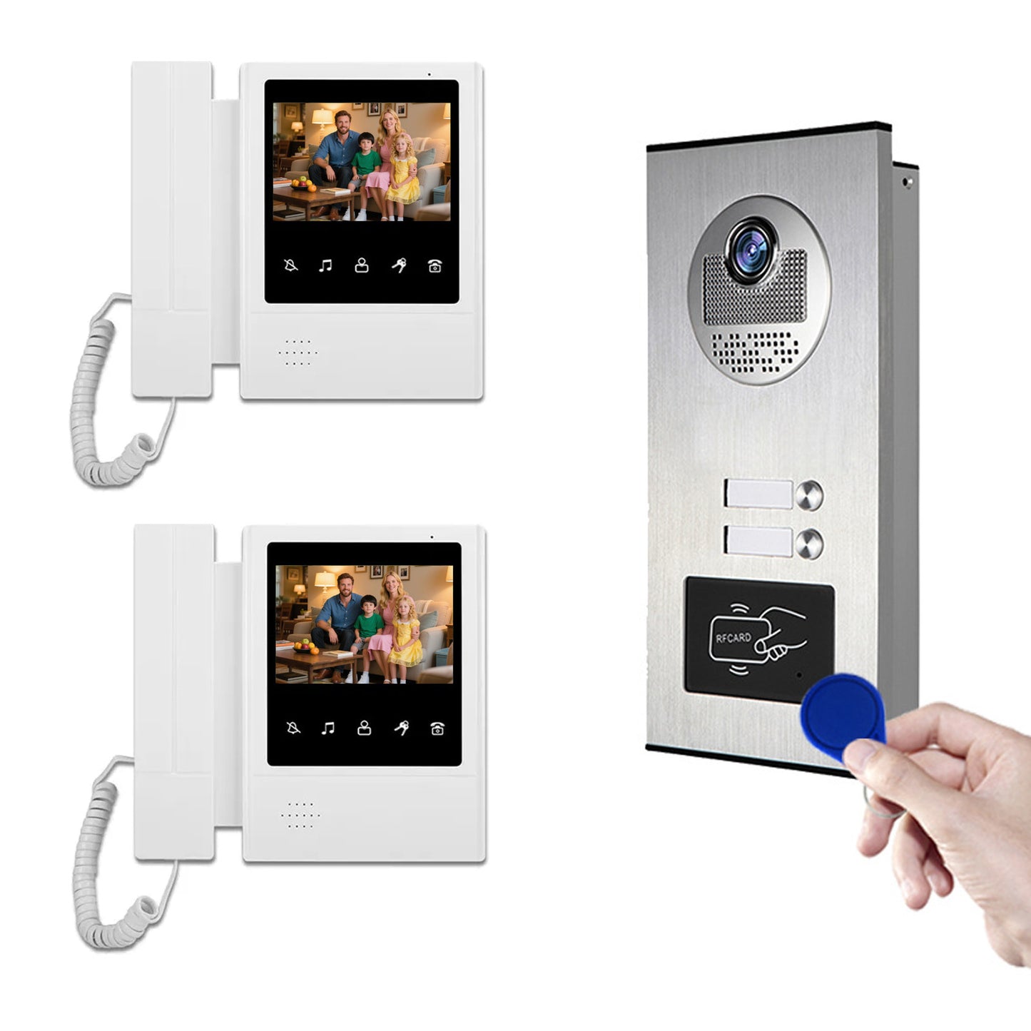 Building Visual Intercom RFID Unlock Night Vision & 2-Way Audio RFID Camera with 2/3/4/6/8/10/12 Monitor Doorphone