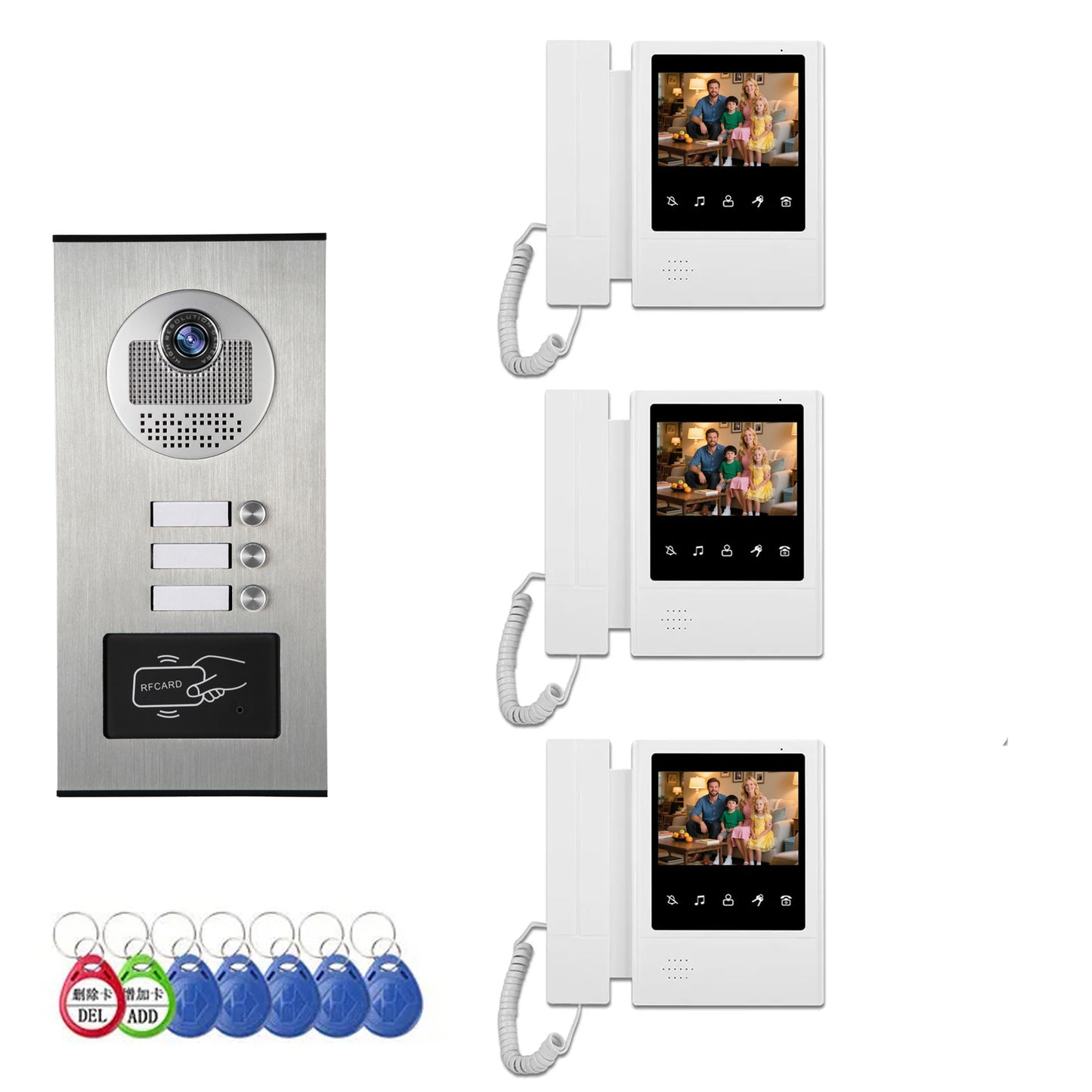 Building Visual Intercom RFID Unlock Night Vision & 2-Way Audio RFID Camera with 2/3/4/6/8/10/12 Monitor Doorphone
