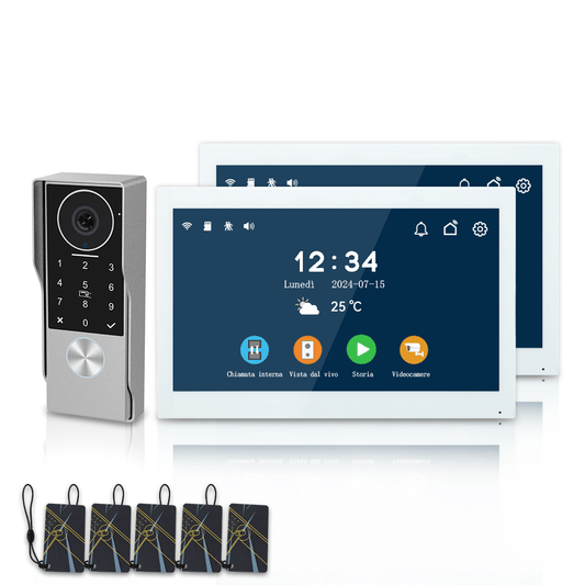 Anjielo 1080P waterproof touch screen card swipe password unlock 2-line video intercom two-way audio kit