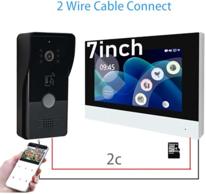 Anjielo 2 wired video intercom system phone kit, 3-in-1 remote unlocked 1080P camera with 7-inch touchscreen monitor